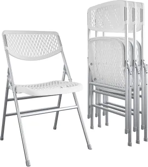 COSCO Ultra Comfort Commercial XL Plastic Folding Chair, 300 lb. Weight Rating, Triple Braced, White, 4-Pack