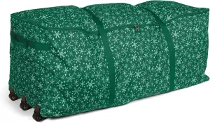 Covermates Keepsakes Christmas Tree Rolling Cinch Bag – Superior Protection, Padded Handles - Holiday Storage, Green Snowflake