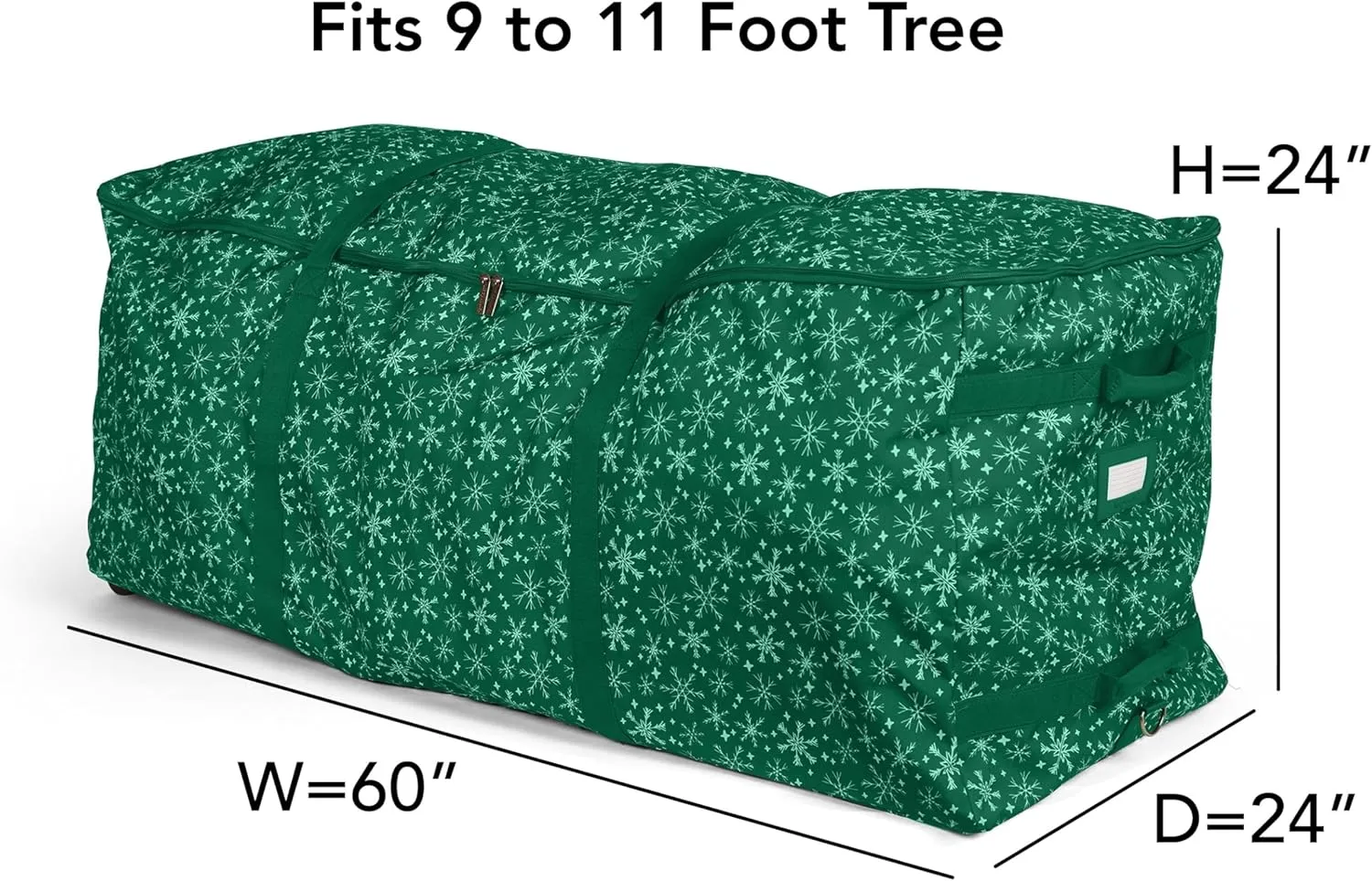 Covermates Keepsakes Christmas Tree Rolling Cinch Bag – Superior Protection, Padded Handles - Holiday Storage, Green Snowflake