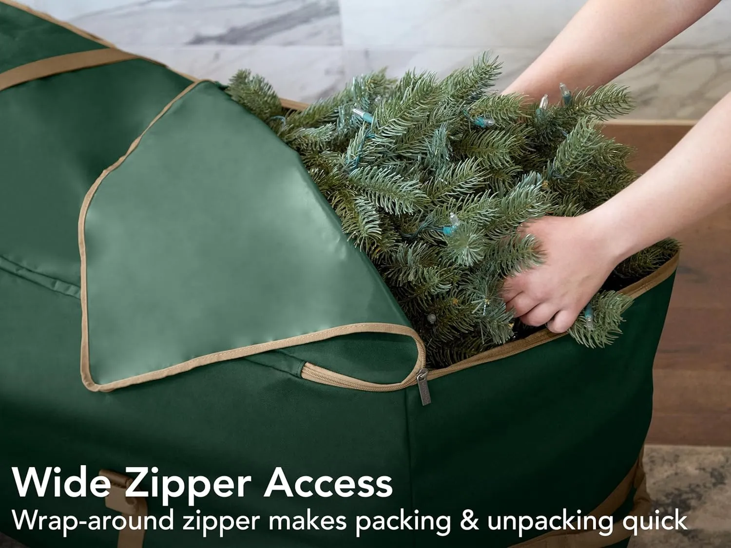Covermates Keepsakes Christmas Tree Rolling Cinch Bag – Superior Protection, Padded Handles - Holiday Storage, Green