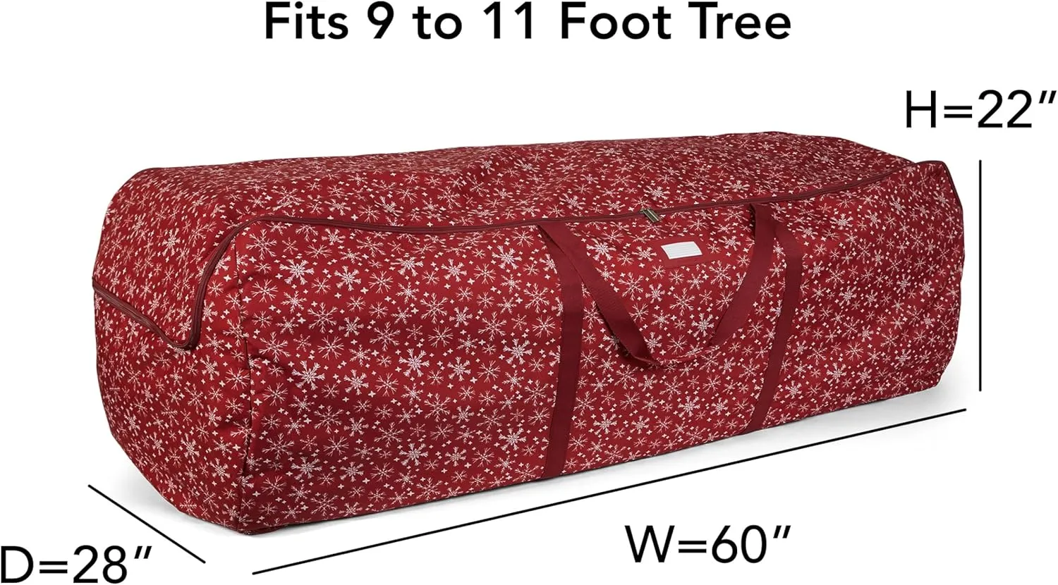 Covermates Keepsakes Garland Duffle Bag – Durable Polyester, Reinforced Handles, Fits up to 25 Foot Garland Depending on Thickness - Holiday Storage, Red Snowflake
