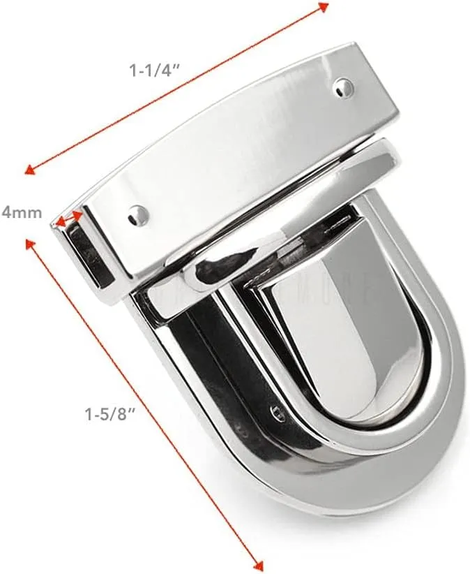 CRAFTMEMORE 1-1/4 Inch Press Lock Purse Lock Catch Lock Quality Purse Bag Clasp Hardware Pack of 1 Lock YB2234 (Silver)