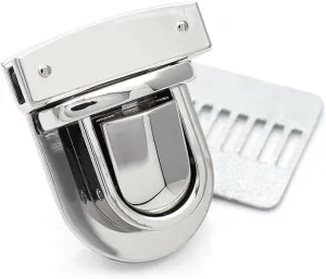 CRAFTMEMORE 1-1/4 Inch Press Lock Purse Lock Catch Lock Quality Purse Bag Clasp Hardware Pack of 1 Lock YB2234 (Silver)