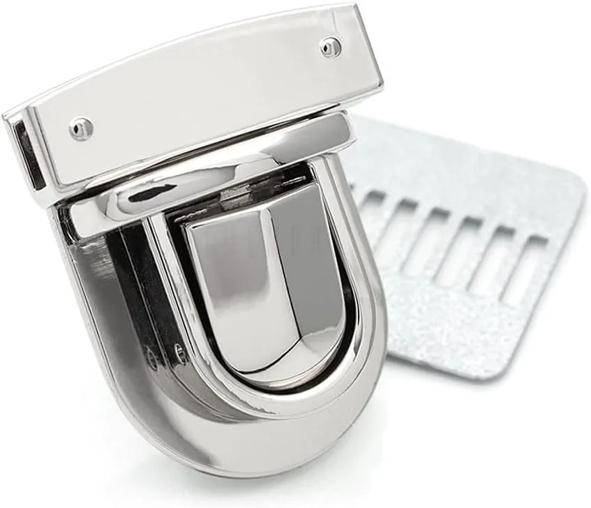 CRAFTMEMORE 1-1/4 Inch Press Lock Purse Lock Catch Lock Quality Purse Bag Clasp Hardware Pack of 1 Lock YB2234 (Silver)