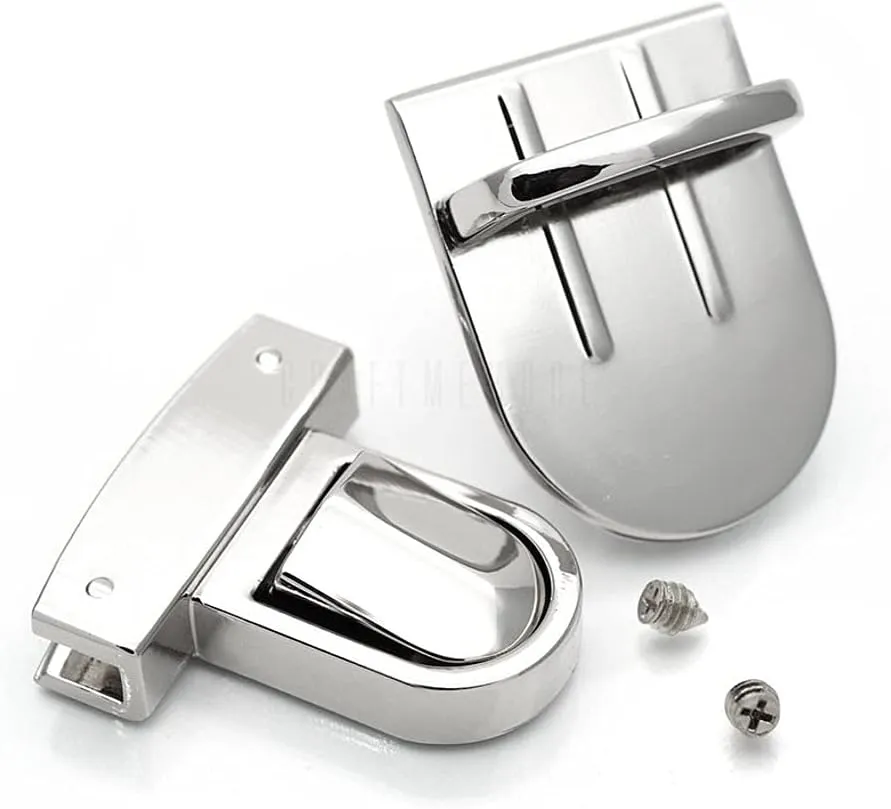 CRAFTMEMORE 1-1/4 Inch Press Lock Purse Lock Catch Lock Quality Purse Bag Clasp Hardware Pack of 1 Lock YB2234 (Silver)