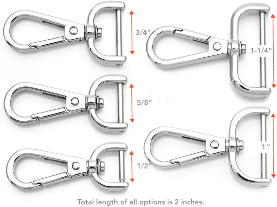 CRAFTMEMORE 2pcs Detachable Snap Hook Swivel Clasp w/Screw Bar VT493 Bag Strap Hardware Replacement (1-1/4 Inch, Silver)