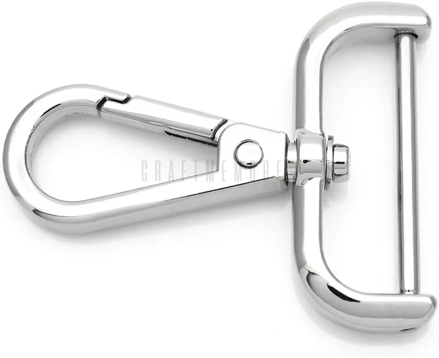 CRAFTMEMORE 2pcs Detachable Snap Hook Swivel Clasp w/Screw Bar VT493 Bag Strap Hardware Replacement (1-1/4 Inch, Silver)