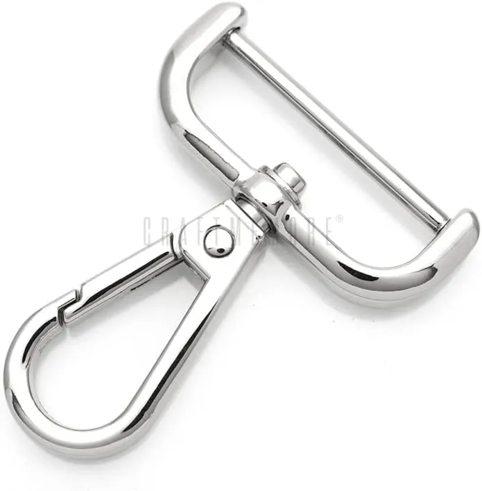 CRAFTMEMORE 2pcs Detachable Snap Hook Swivel Clasp w/Screw Bar VT493 Bag Strap Hardware Replacement (1-1/4 Inch, Silver)