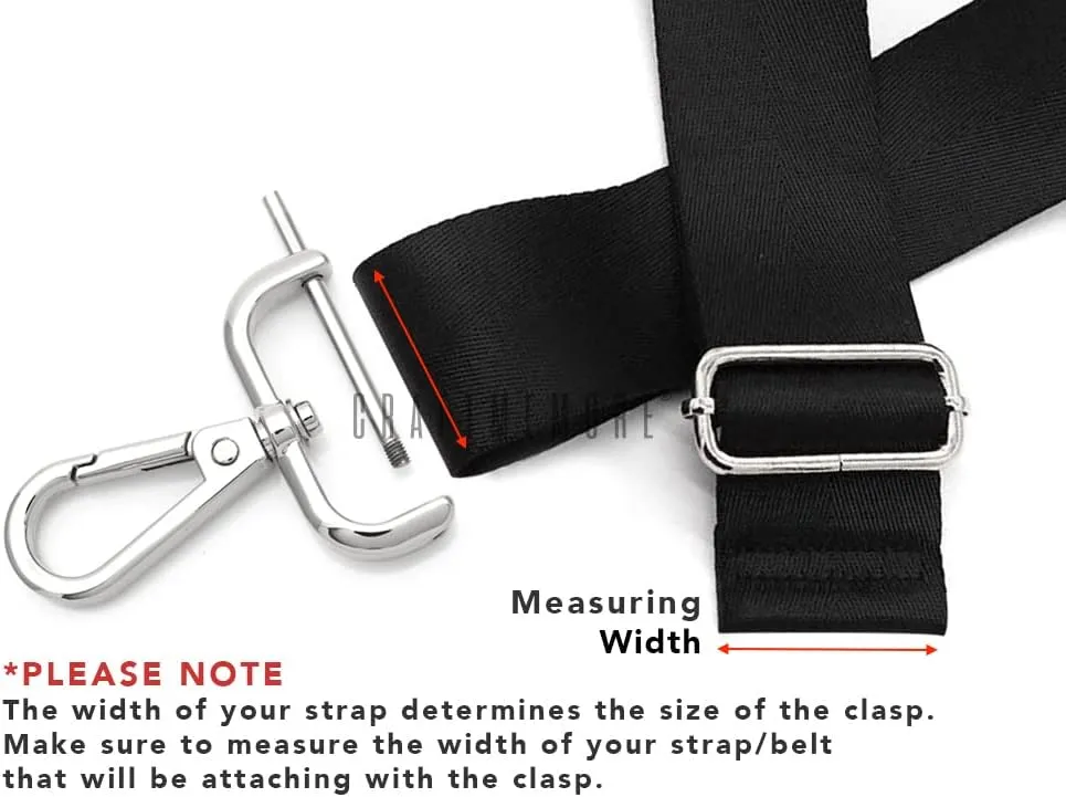 CRAFTMEMORE 2pcs Detachable Snap Hook Swivel Clasp w/Screw Bar VT493 Bag Strap Hardware Replacement (1-1/4 Inch, Silver)