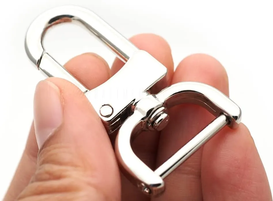 CRAFTMEMORE 2pcs Detachable Snap Hook Swivel Clasp w/Screw Bar VT99 Bag Strap Hardware Replacement (1 Inch, Silver)