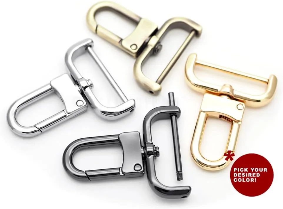 CRAFTMEMORE 2pcs Detachable Snap Hook Swivel Clasp w/Screw Bar VT99 Bag Strap Hardware Replacement (1 Inch, Silver)