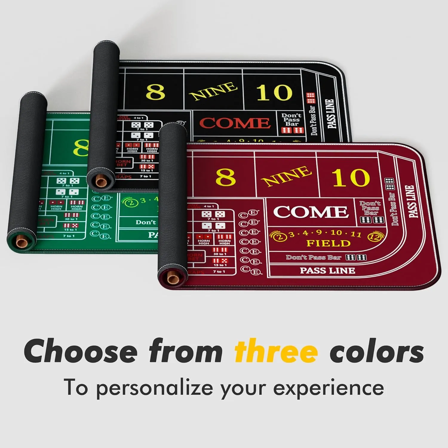 Craps Mat 70" x 35" Craps Table Top Set Craps Table Mat Craps Table Top Mat with 5 Craps Casino Craps ON/Off Poker Button Storage Bag Craps Game Layout