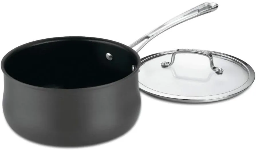 Cuisinart 64193-20 Hard Anodized 3-Quart Saucepan with Cover Contour-Stainless-Steel-Cookware, Black