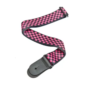 D'Addario Planet Waves PINK/BLACK Checker Woven Guitar Strap