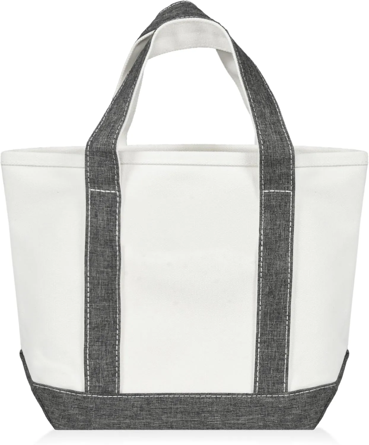DALIX 14" Mini Small Cotton Canvas Party Favor Wedding Gift Tote Bag in Gray White