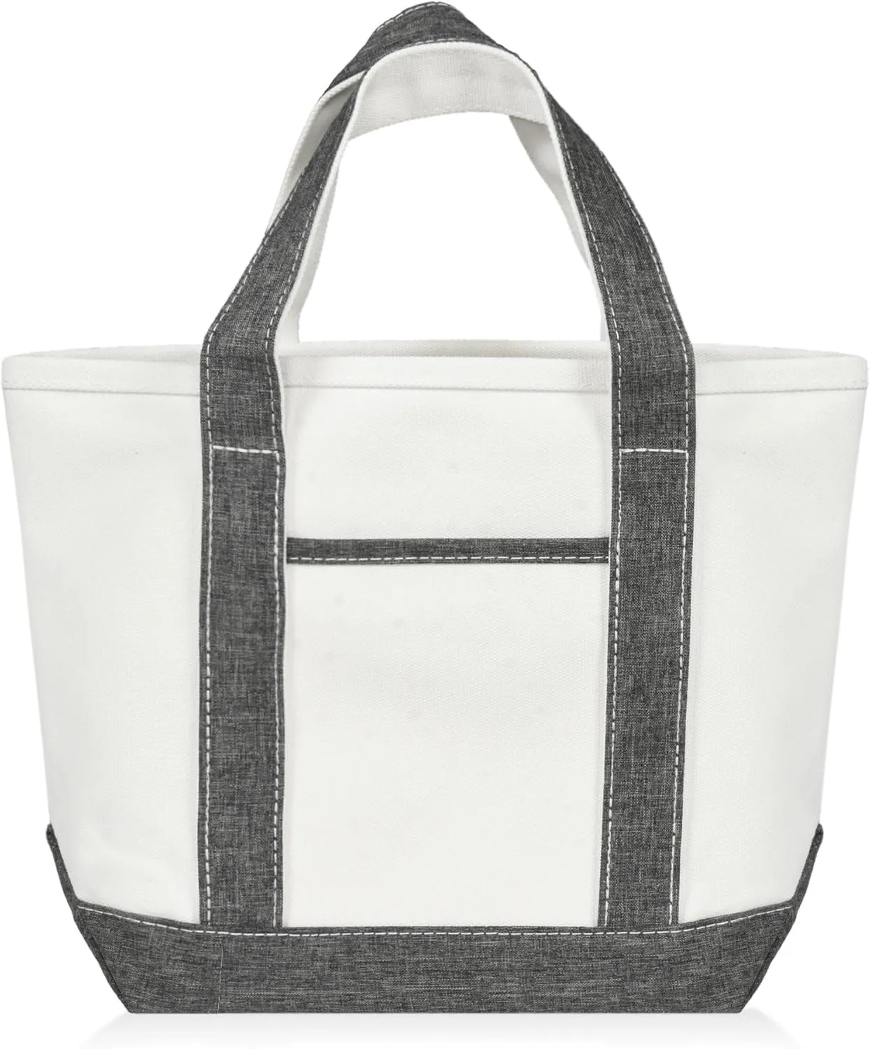 DALIX 14" Mini Small Cotton Canvas Party Favor Wedding Gift Tote Bag in Gray White