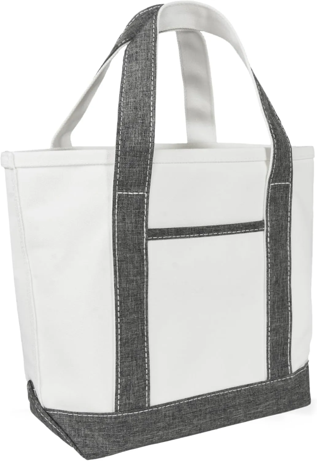 DALIX 14" Mini Small Cotton Canvas Party Favor Wedding Gift Tote Bag in Gray White