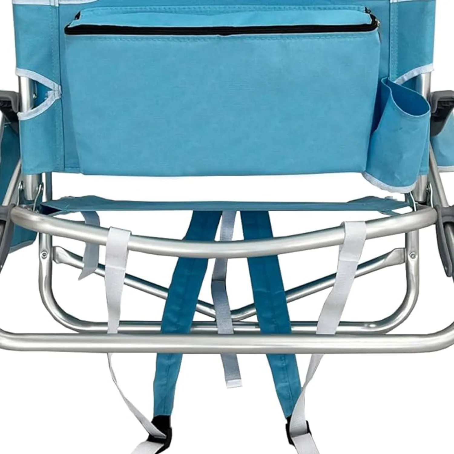 Deltess Ostrich Deluxe On Your Back Aluminum Chair and Cooler Bag, Carry Straps, Umbrella Carry System, Cup Holder, and 275 Pound Capacity, Light Blue