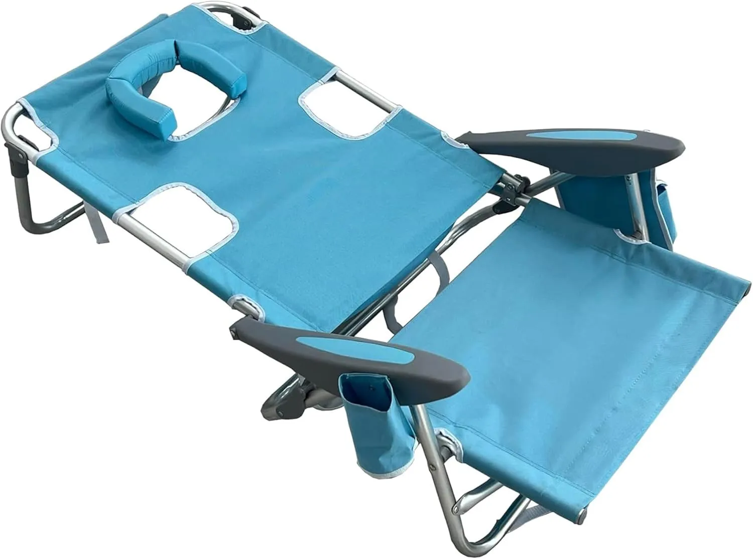 Deltess Ostrich Deluxe On Your Back Aluminum Chair and Cooler Bag, Carry Straps, Umbrella Carry System, Cup Holder, and 275 Pound Capacity, Light Blue