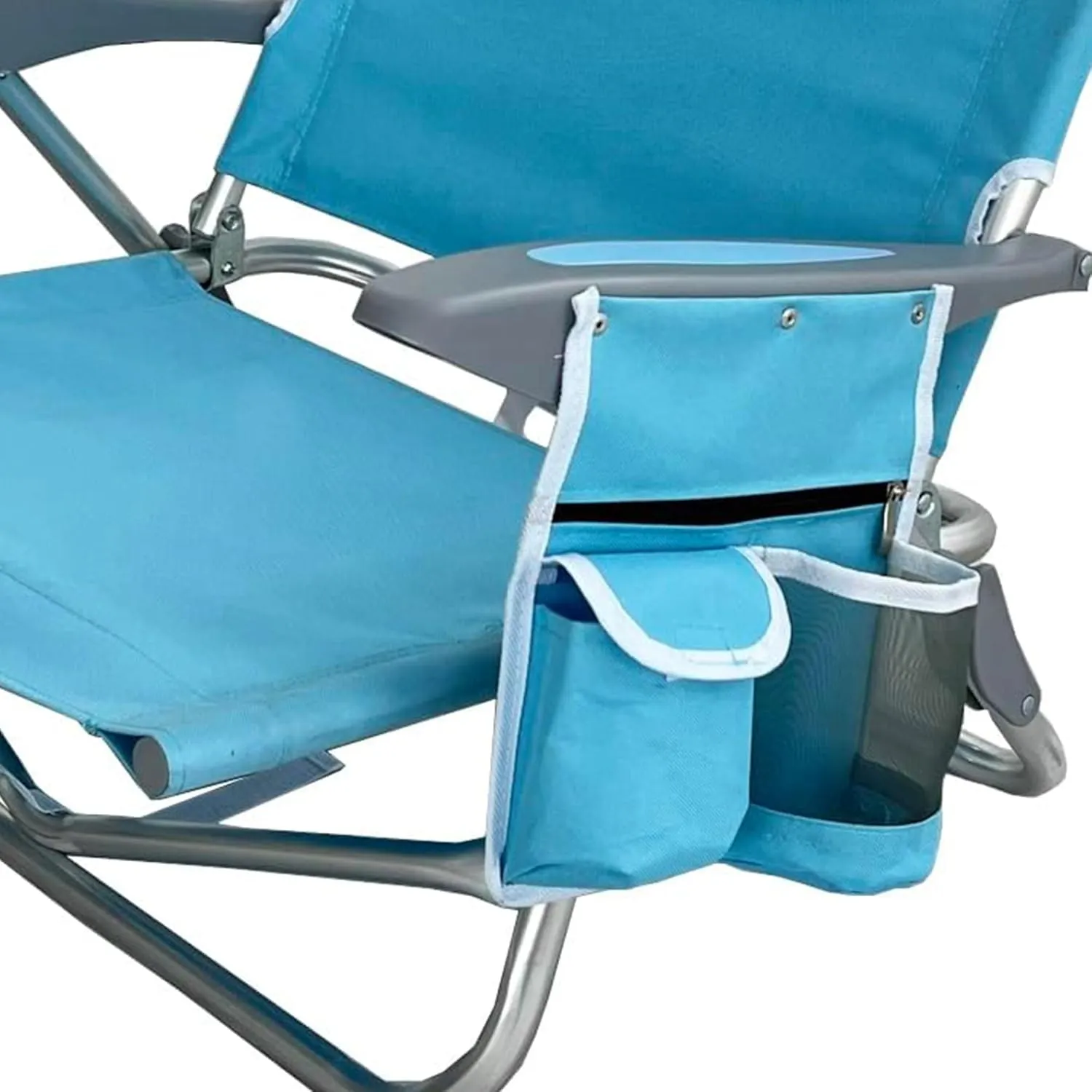 Deltess Ostrich Deluxe On Your Back Aluminum Chair and Cooler Bag, Carry Straps, Umbrella Carry System, Cup Holder, and 275 Pound Capacity, Light Blue