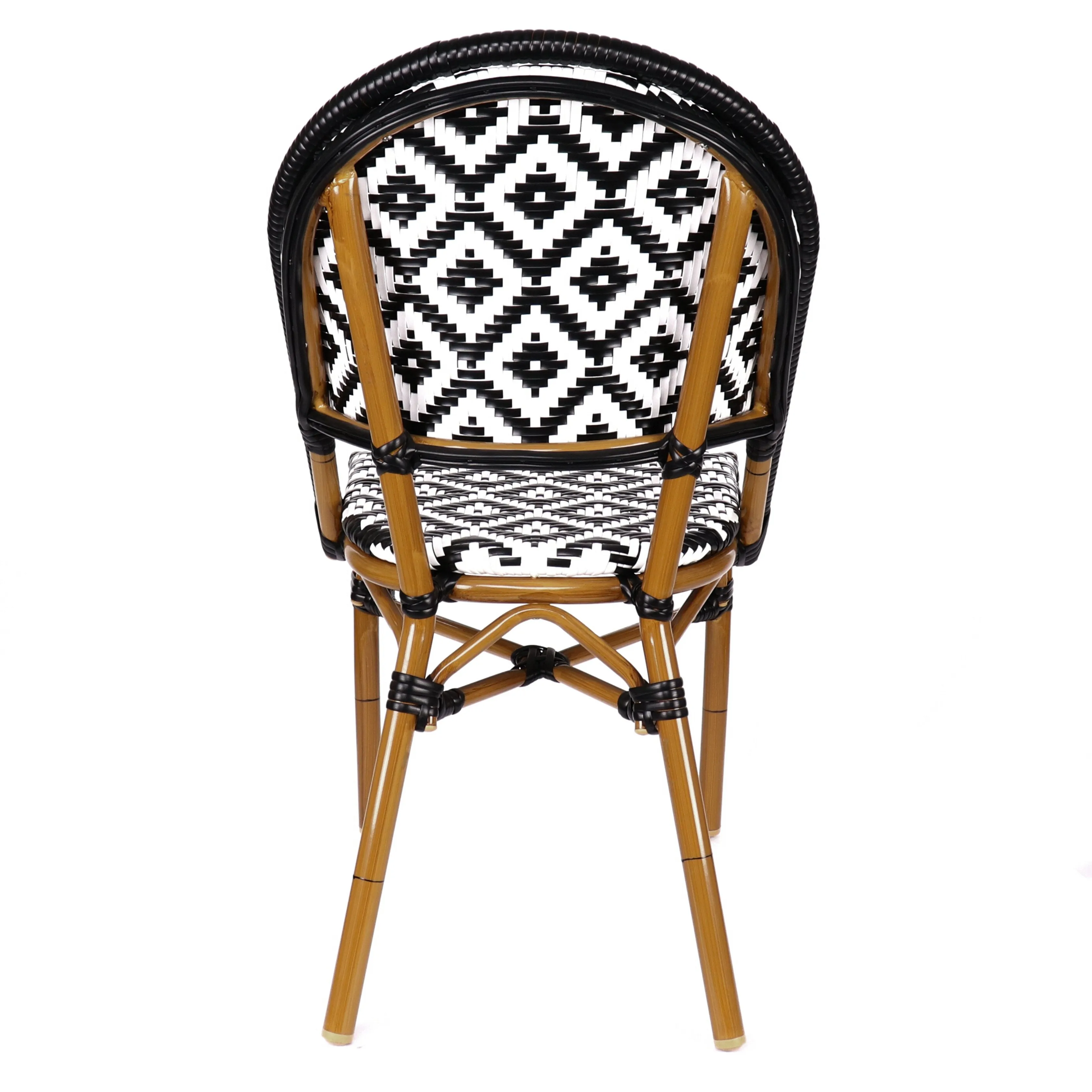 Design Lab MN LS-3002-BLKWHT Aluminum Bamboo Black Patio Chair