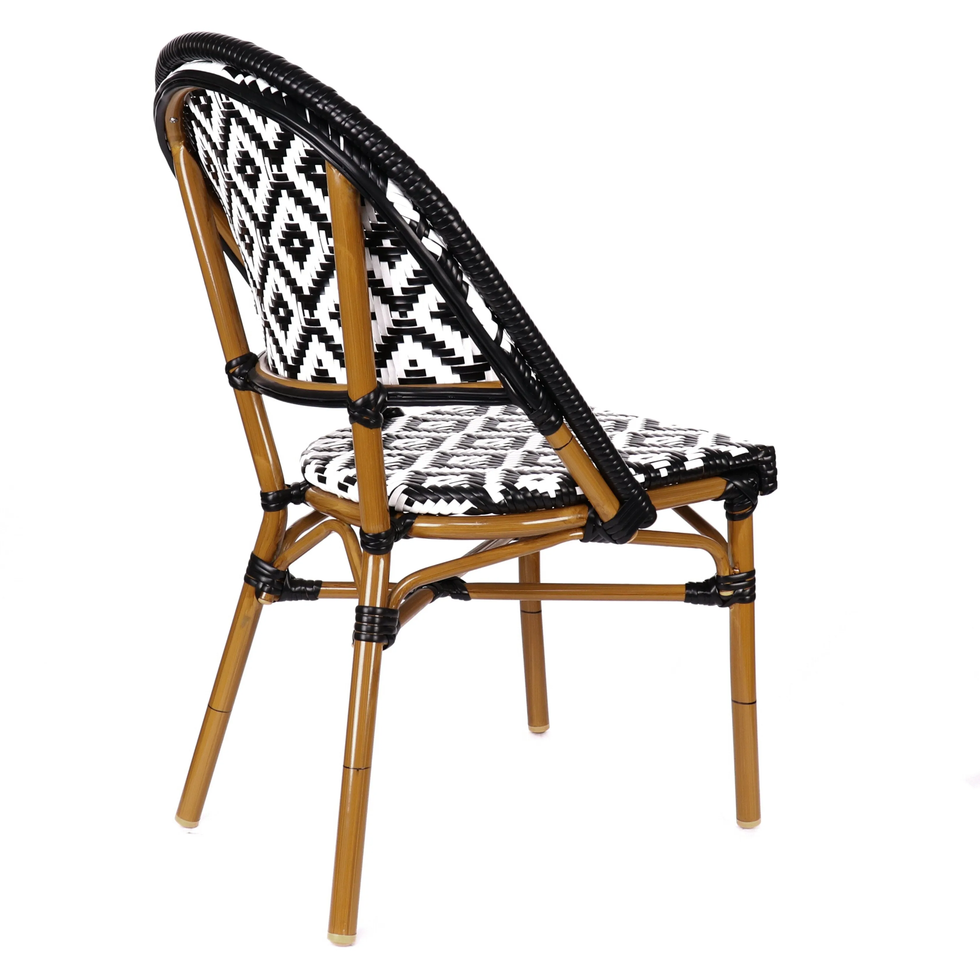 Design Lab MN LS-3002-BLKWHT Aluminum Bamboo Black Patio Chair