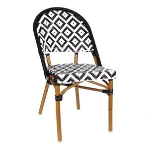 Design Lab MN LS-3002-BLKWHT Aluminum Bamboo Black Patio Chair