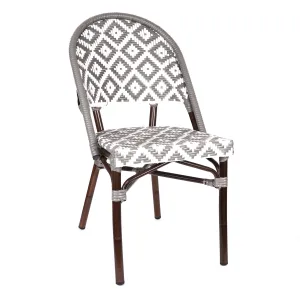Design Lab MN LS-3002-GRYWHT Aluminum Bamboo Grey Patio Chair