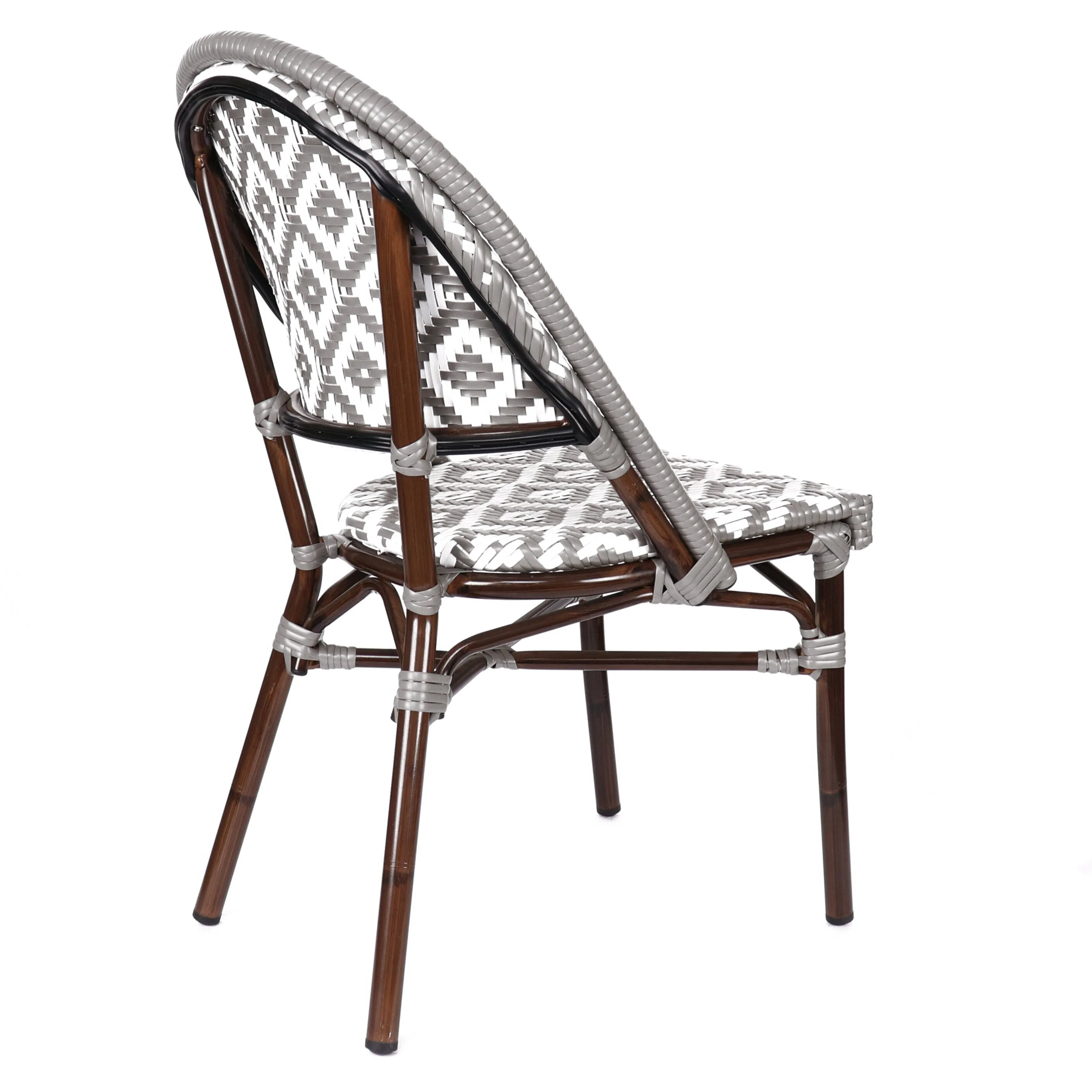 Design Lab MN LS-3002-GRYWHT Aluminum Bamboo Grey Patio Chair