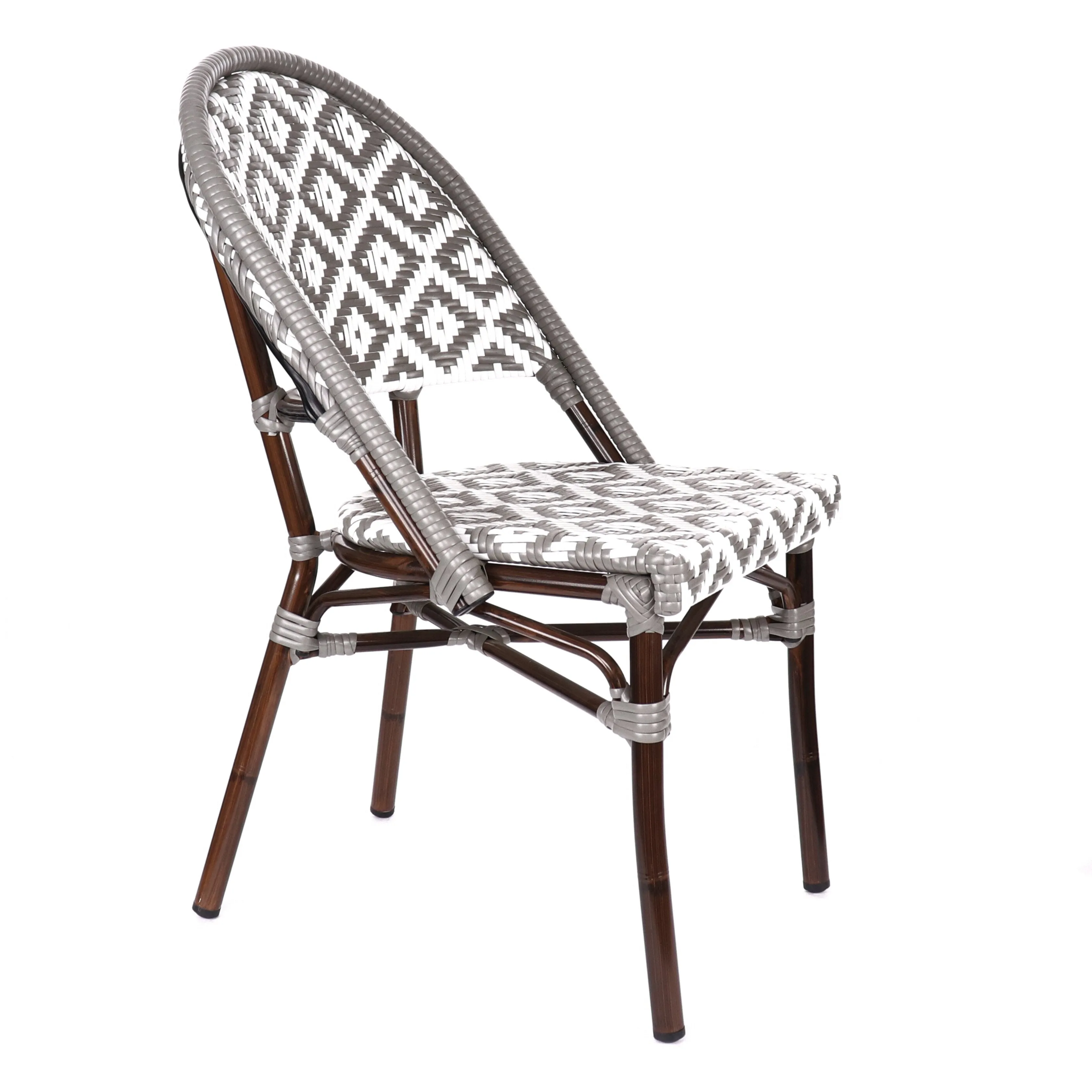Design Lab MN LS-3002-GRYWHT Aluminum Bamboo Grey Patio Chair