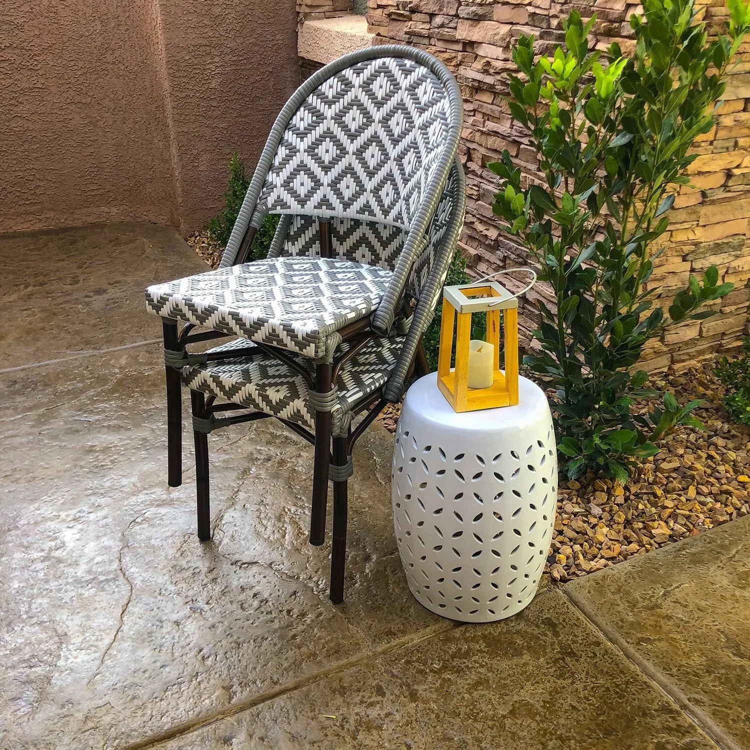 Design Lab MN LS-3002-GRYWHT Aluminum Bamboo Grey Patio Chair