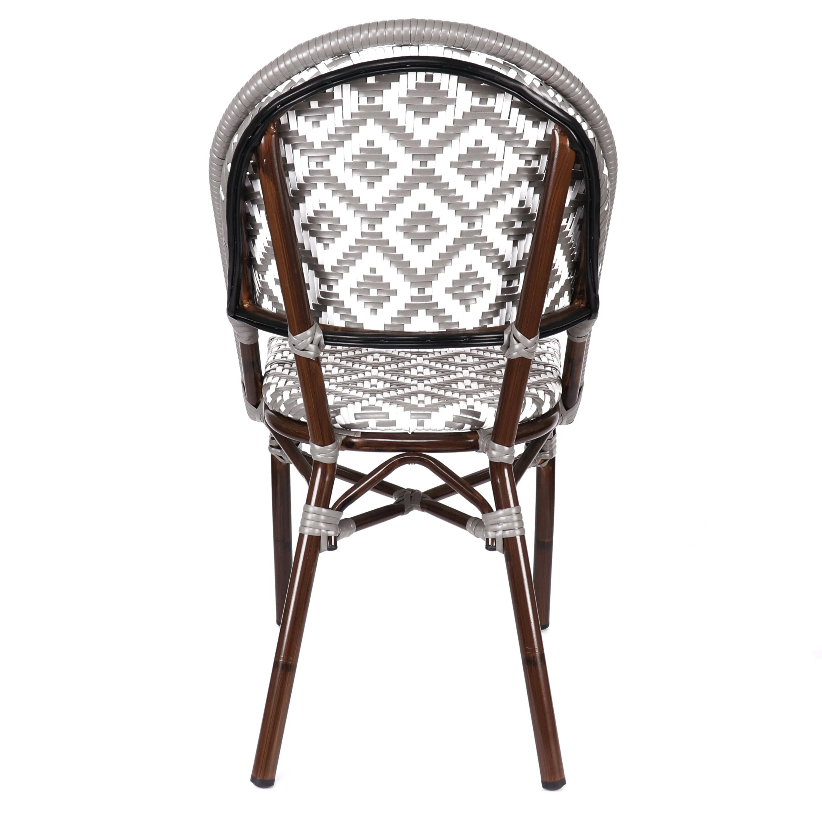 Design Lab MN LS-3002-GRYWHT Aluminum Bamboo Grey Patio Chair