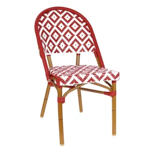Design Lab MN LS-3002-REDWHT Aluminum Bamboo Red Patio Chair