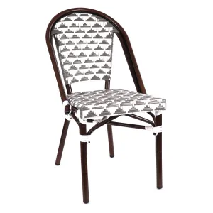 Design Lab MN LS-3003-GRYWHT Aluminum Bamboo Grey Patio Chair