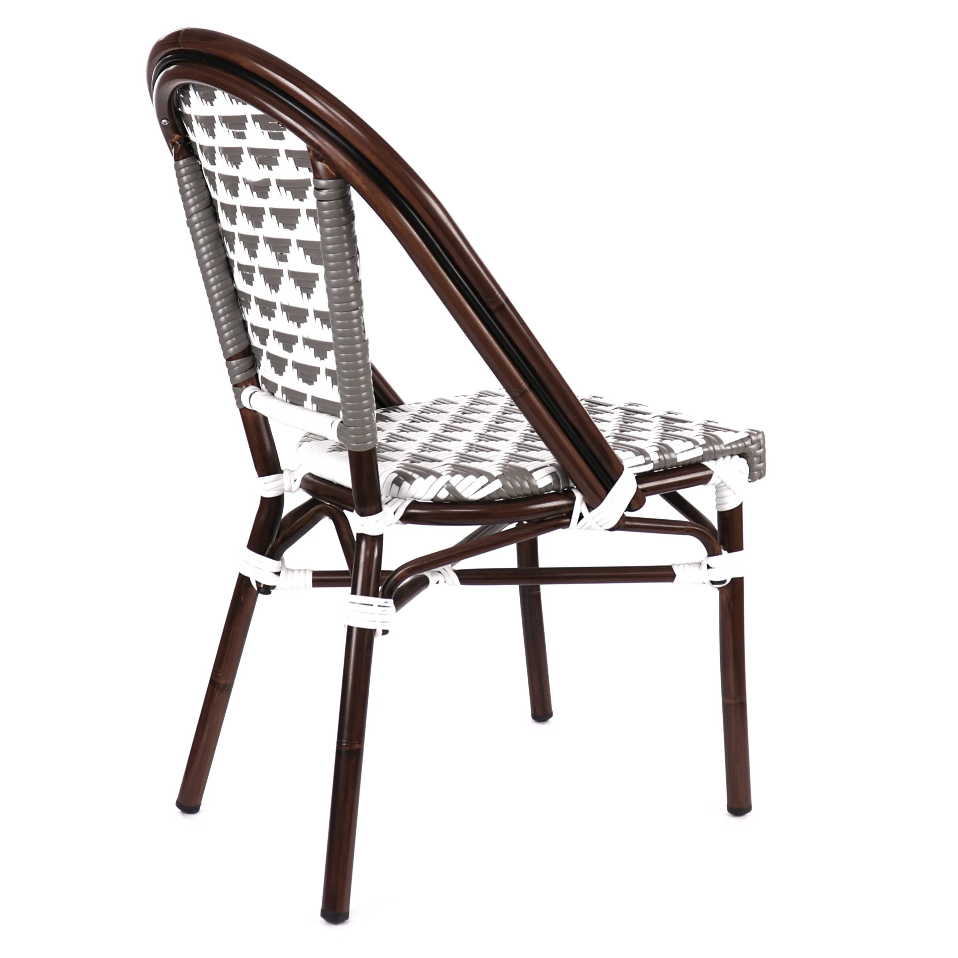 Design Lab MN LS-3003-GRYWHT Aluminum Bamboo Grey Patio Chair