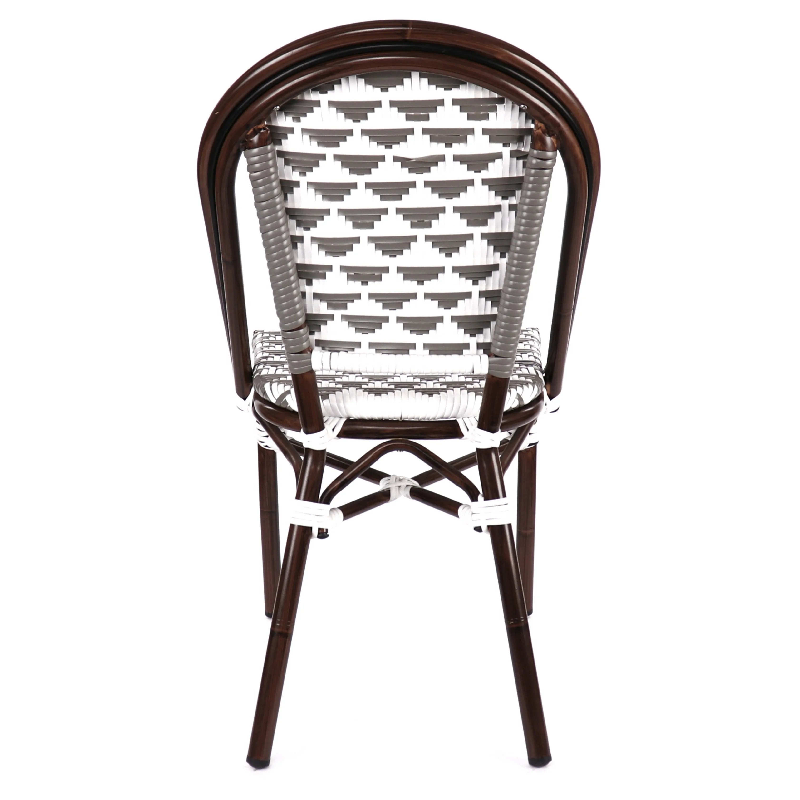 Design Lab MN LS-3003-GRYWHT Aluminum Bamboo Grey Patio Chair