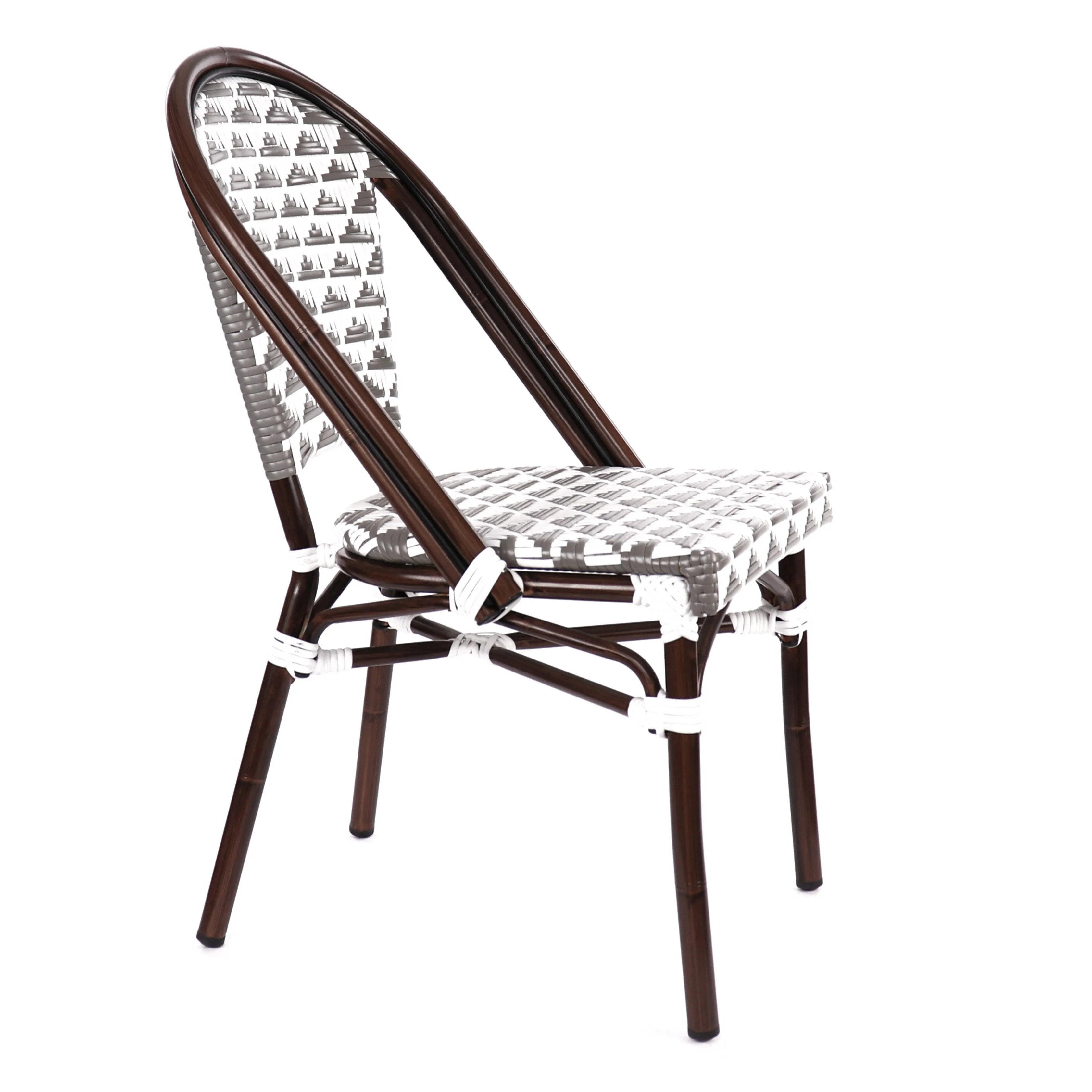 Design Lab MN LS-3003-GRYWHT Aluminum Bamboo Grey Patio Chair