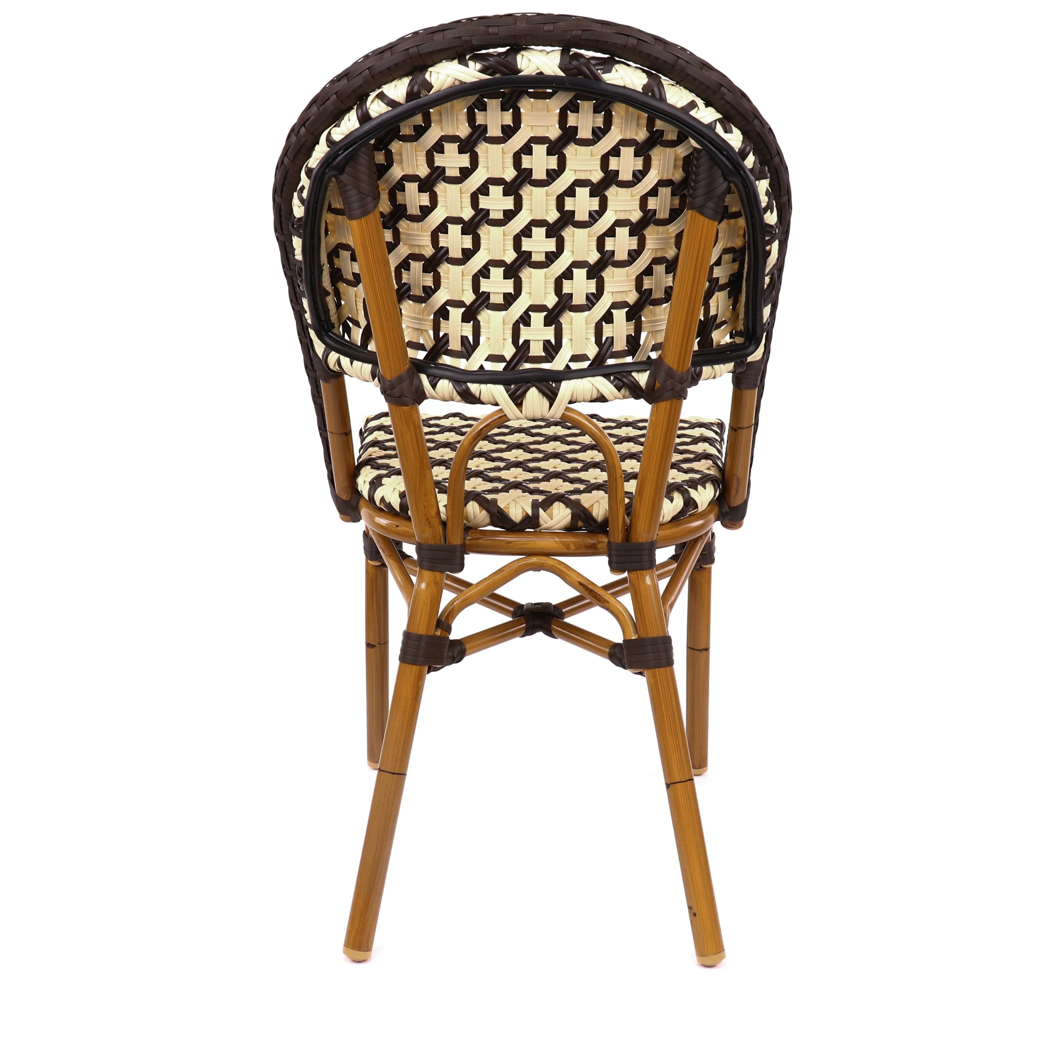 Design Lab MN LS-3005-BRNWHT Aluminum Bamboo Brown Patio Chair