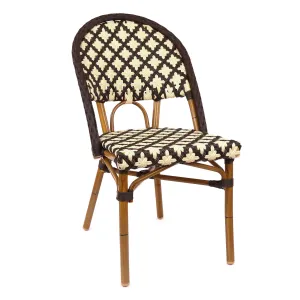 Design Lab MN LS-3005-BRNWHT Aluminum Bamboo Brown Patio Chair