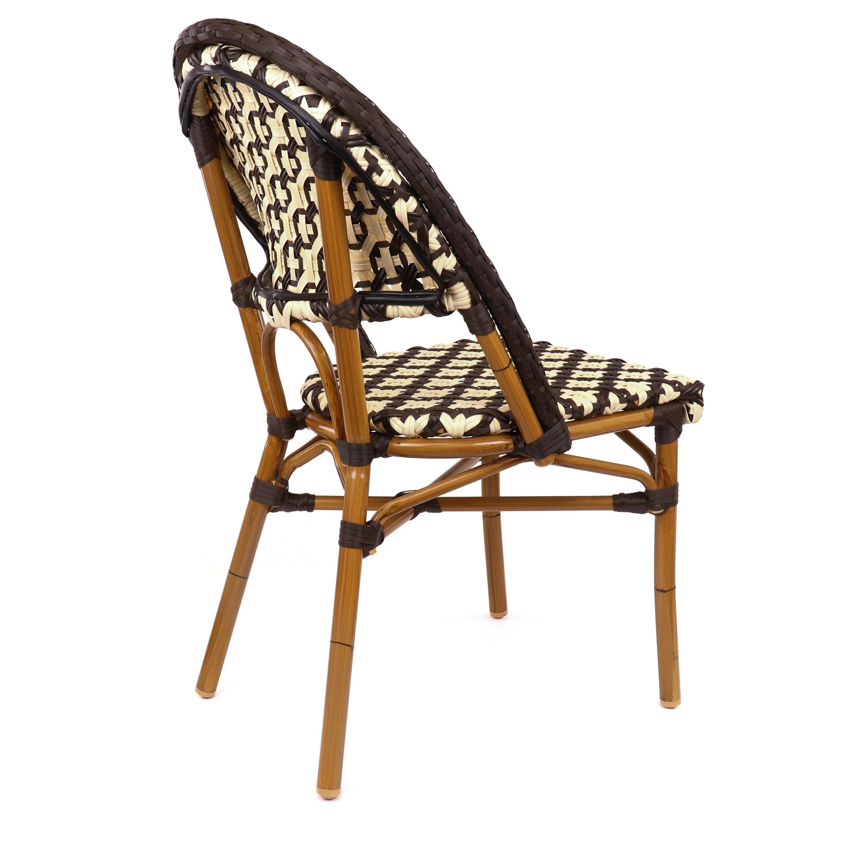Design Lab MN LS-3005-BRNWHT Aluminum Bamboo Brown Patio Chair