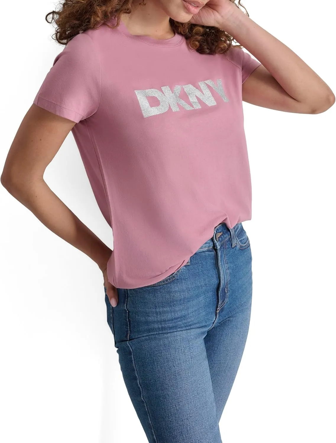 DKNY Women's Comfortable Soft Glitter Top