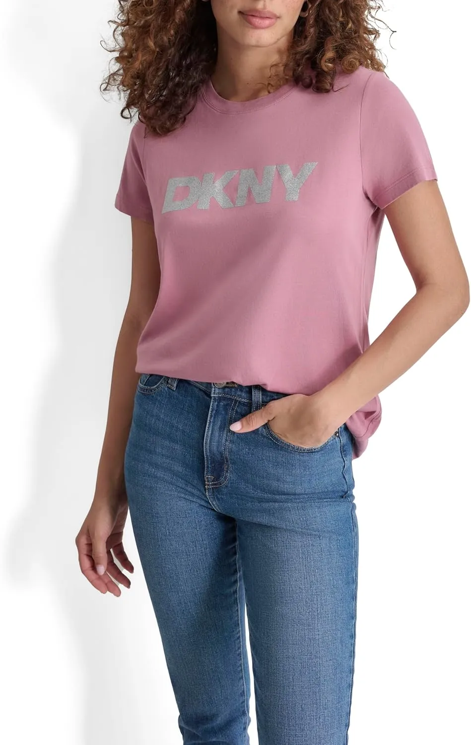 DKNY Women's Comfortable Soft Glitter Top