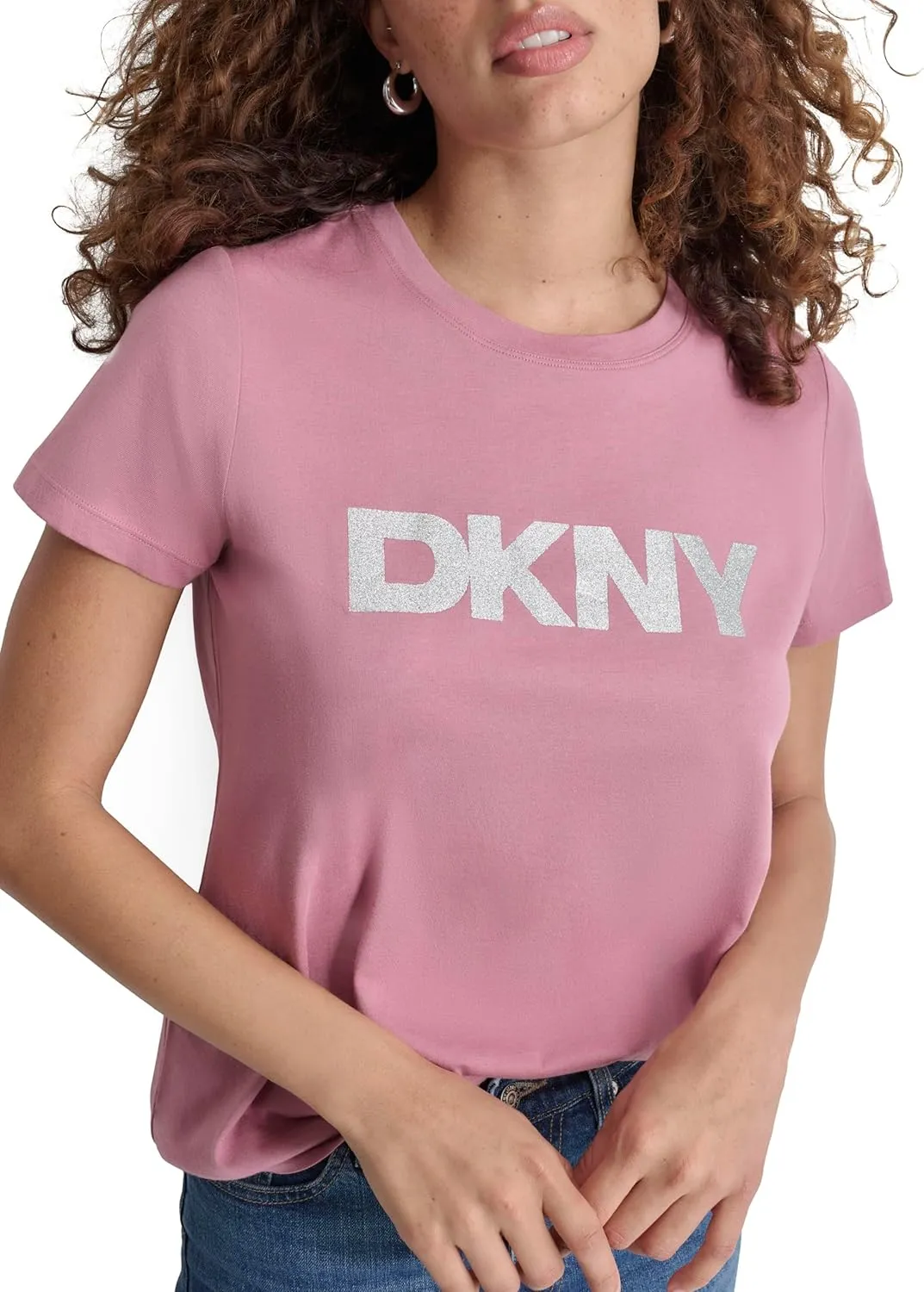 DKNY Women's Comfortable Soft Glitter Top