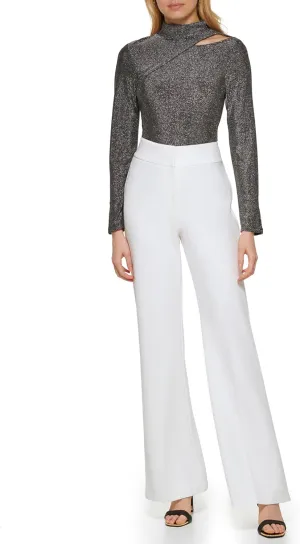 DKNY Women's Mock Neck Cutout Detail Knit Top