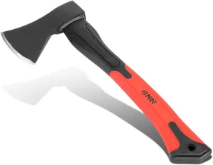 DNA Motoring TOOLS-00082 13.5" Axe, Ideal Wood/Tree Chopping, Heat Treated Alloy Steel and Fiberglass Handle, 1 Axe, Red/Black