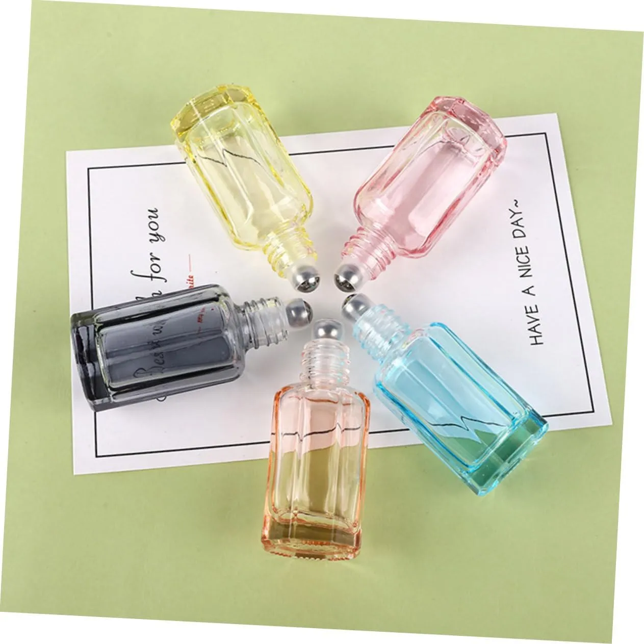 DOITOOL Mini Glass Bottle 6pcs Perfume Bottle Essential Oil Roll- on Bottles Perfume Sample Vials Travel Cosmetic Portable