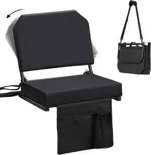 Dragosum Stadium Seats with Back Support Swivel, Bleacher Chairs with Shoulder Strap & Cup Holder, Upholstered Portable Folding Bleacher Seats
