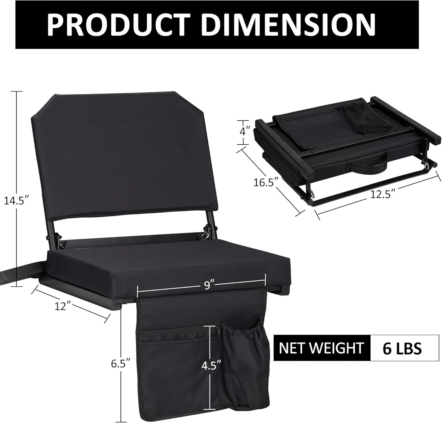 Dragosum Stadium Seats with Back Support Swivel, Bleacher Chairs with Shoulder Strap & Cup Holder, Upholstered Portable Folding Bleacher Seats