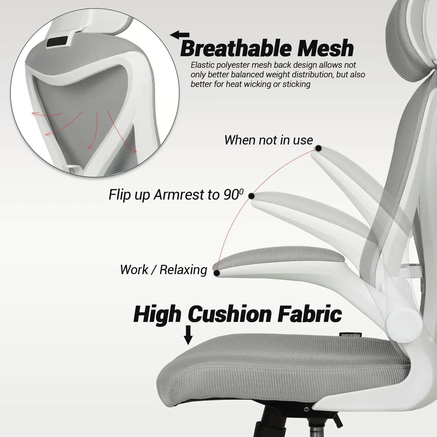 Drogo Marshal Pro Premium Ergonomic Office Chair for Work from Home, Flip-up Armrest