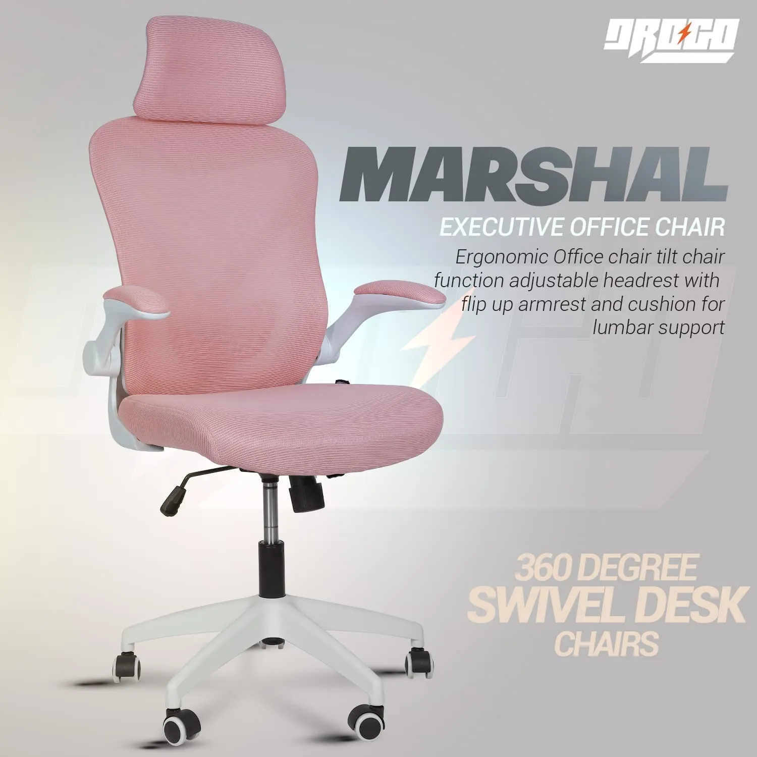 Drogo Marshal Pro Premium Ergonomic Office Chair for Work from Home, Flip-up Armrest